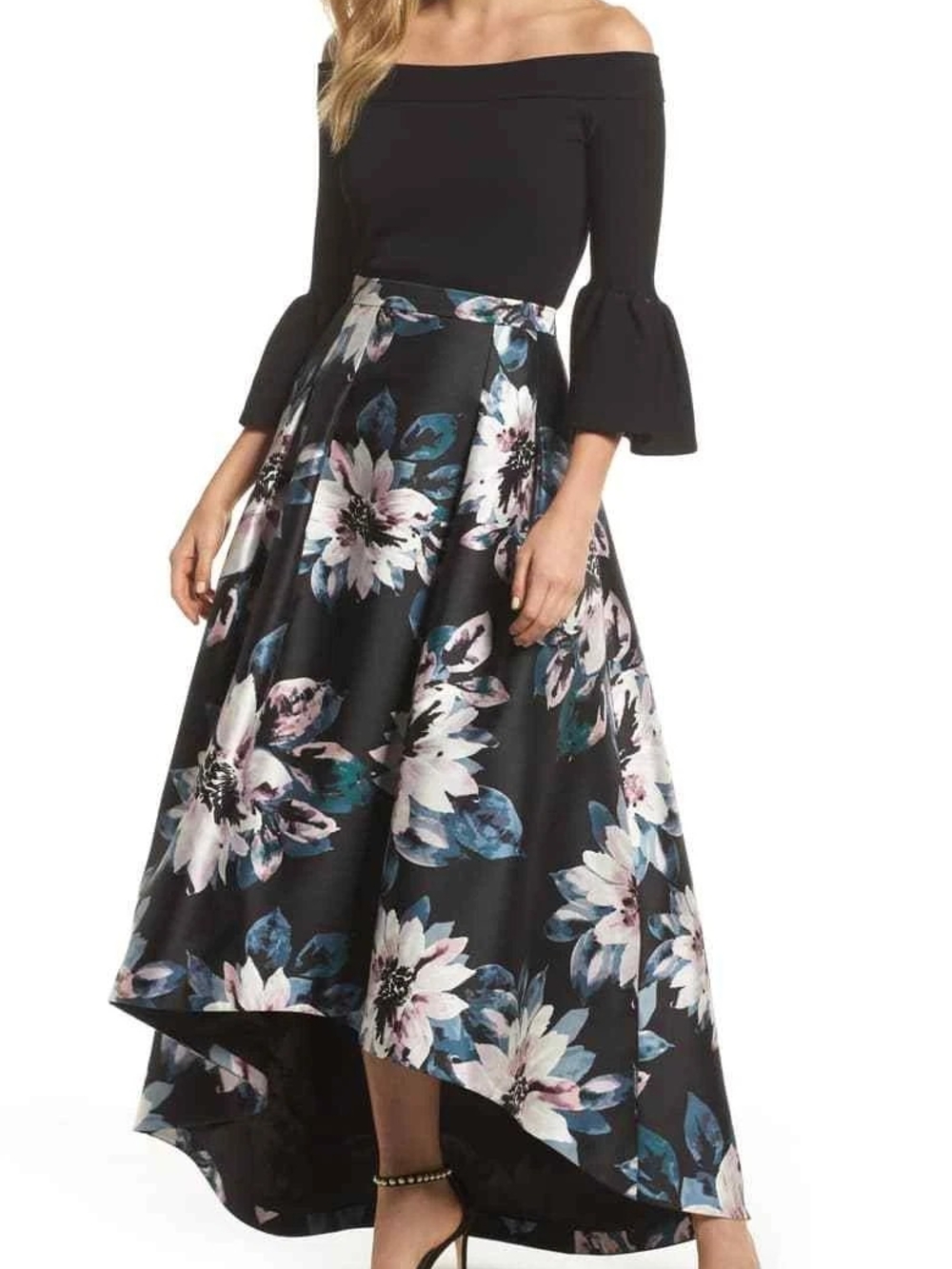 Eliza J Floral High-Low Midi Skirt